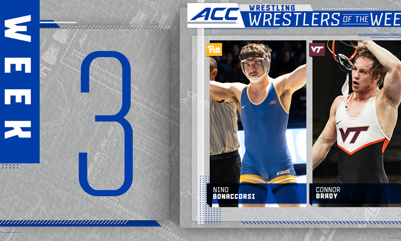  Pitt's Bonaccorsi, VT's Brady Named ACC Wrestlers of the Week 