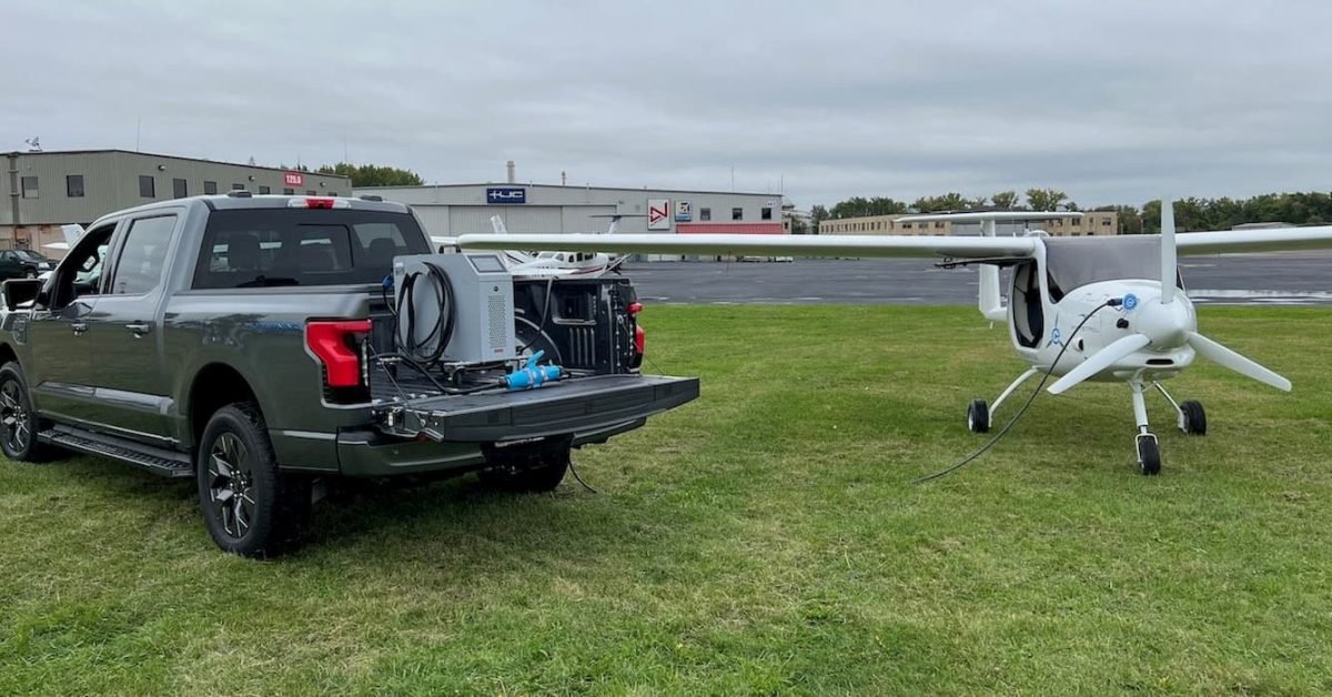   
																Ford F-150 Lightning powers the first-ever EV recharged electric plane flight 
															 