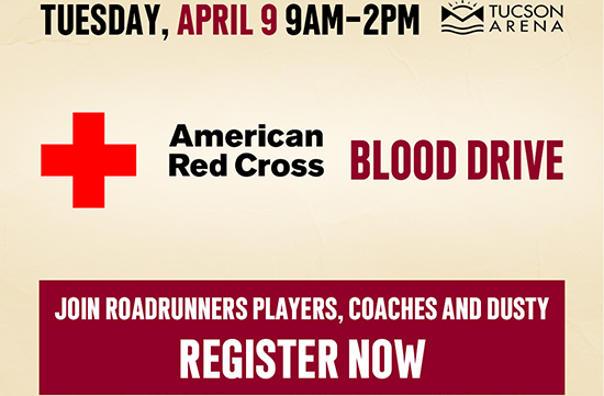  Tucson Roadrunners To Host Community Blood Drive On April 9 