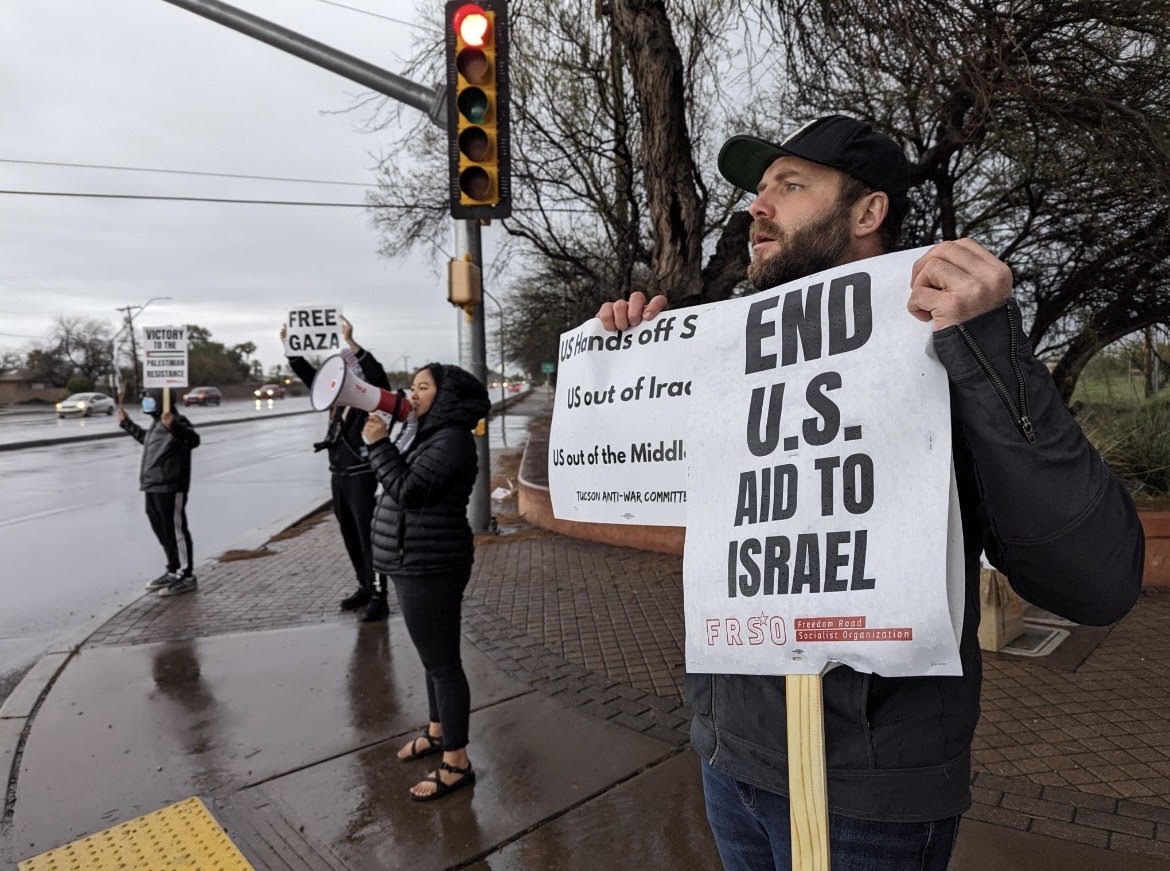  Tucson rallies at Air Force base demanding: Hands off Syria! End U.S. aid to Israel! 