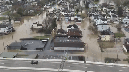  Drone Footage Shows Scale of Flooding After Wheeling Battered by Days of Heavy Rain 