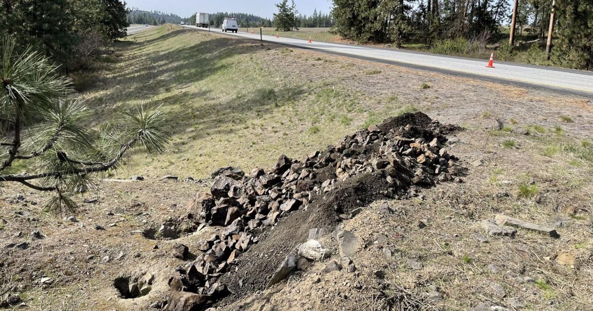  WATCH: Big boulder on shoulder of Highway 195 south of Spokane reduced to rubble 