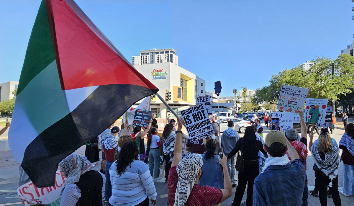  Pro-Palestinian activists block traffic in downtown Tampa 