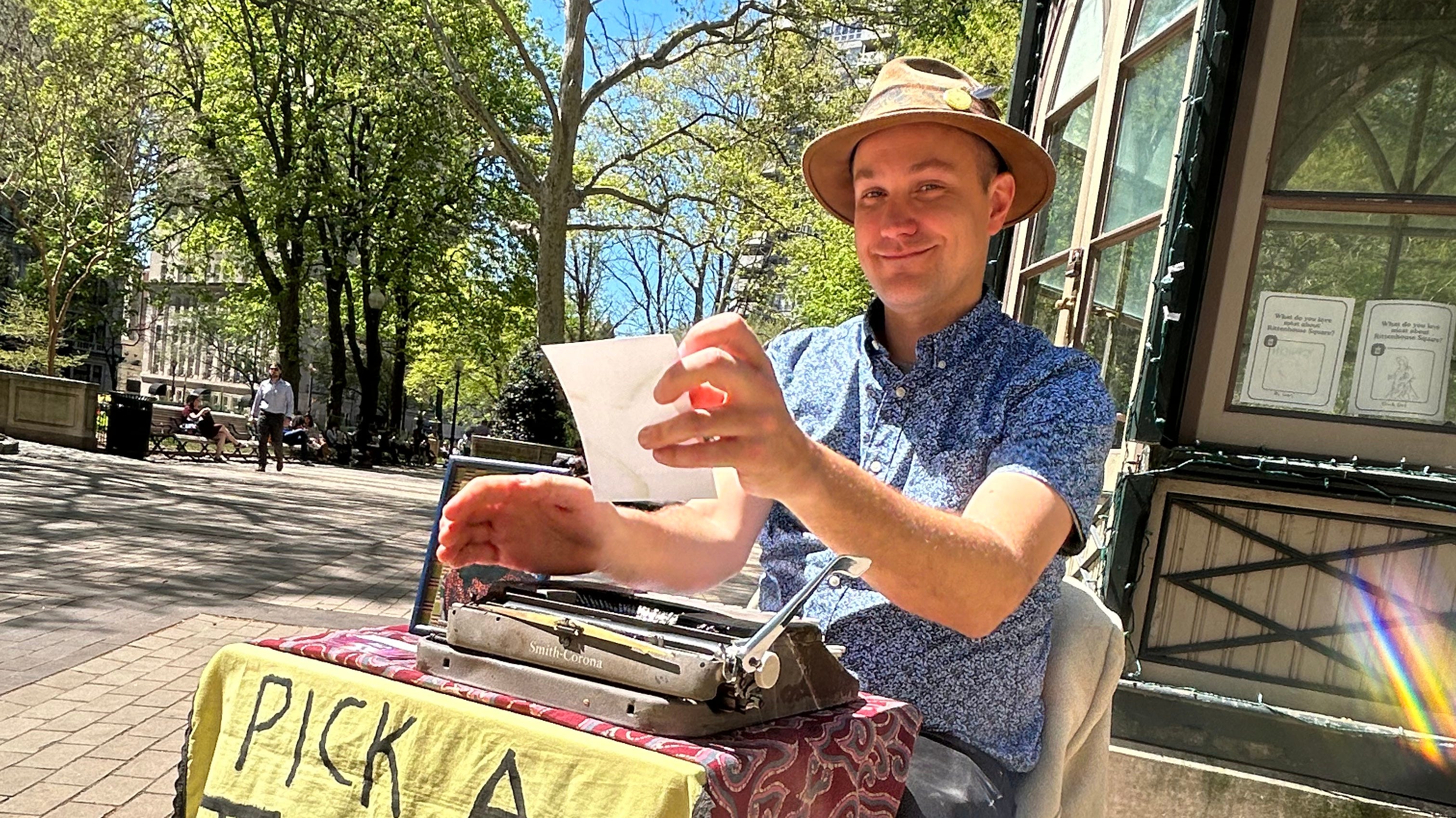  Need a poem? How one man cranks out verse − on a typewriter − in a Philadelphia park 