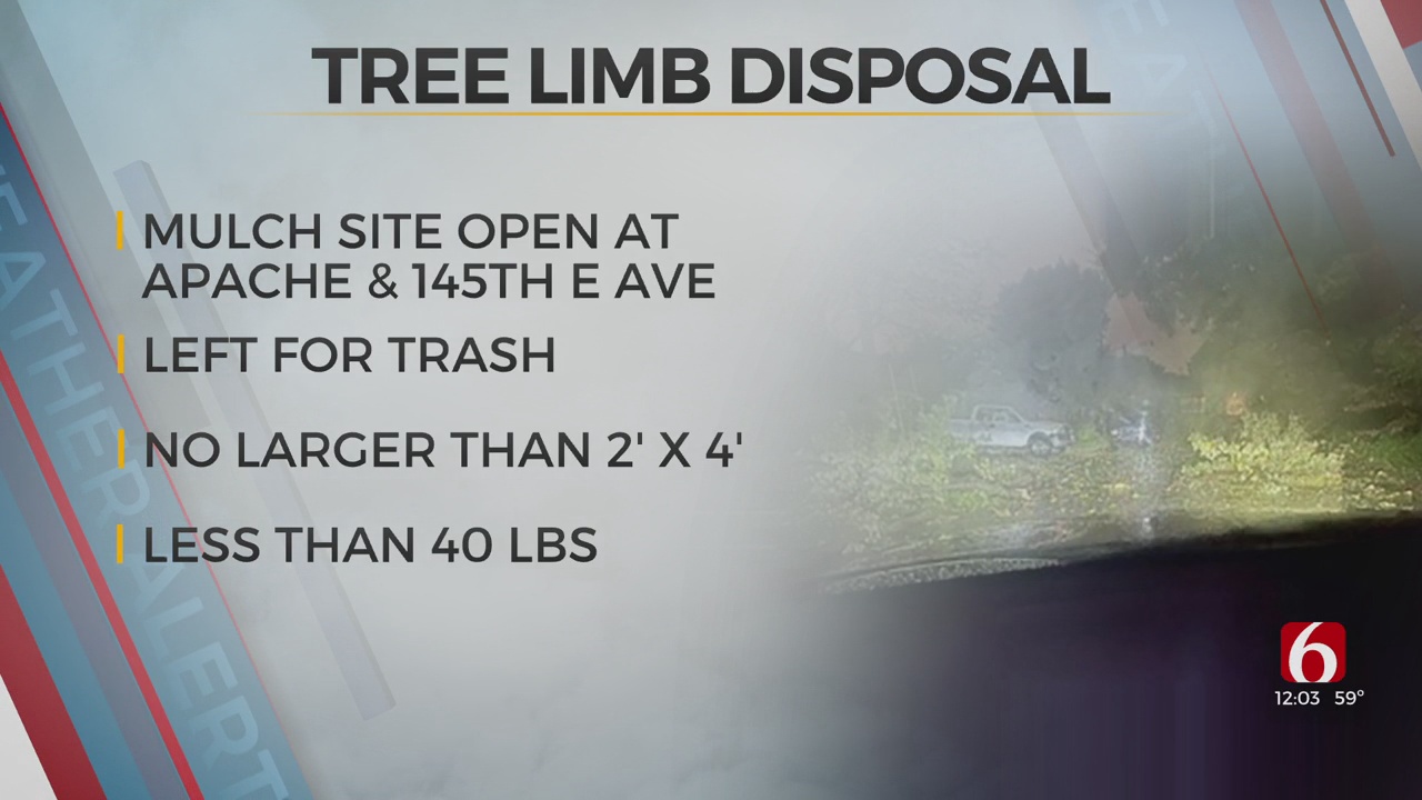 City of Tulsa Mulch Site Open For Downed Limb Collection Following Severe Storms 