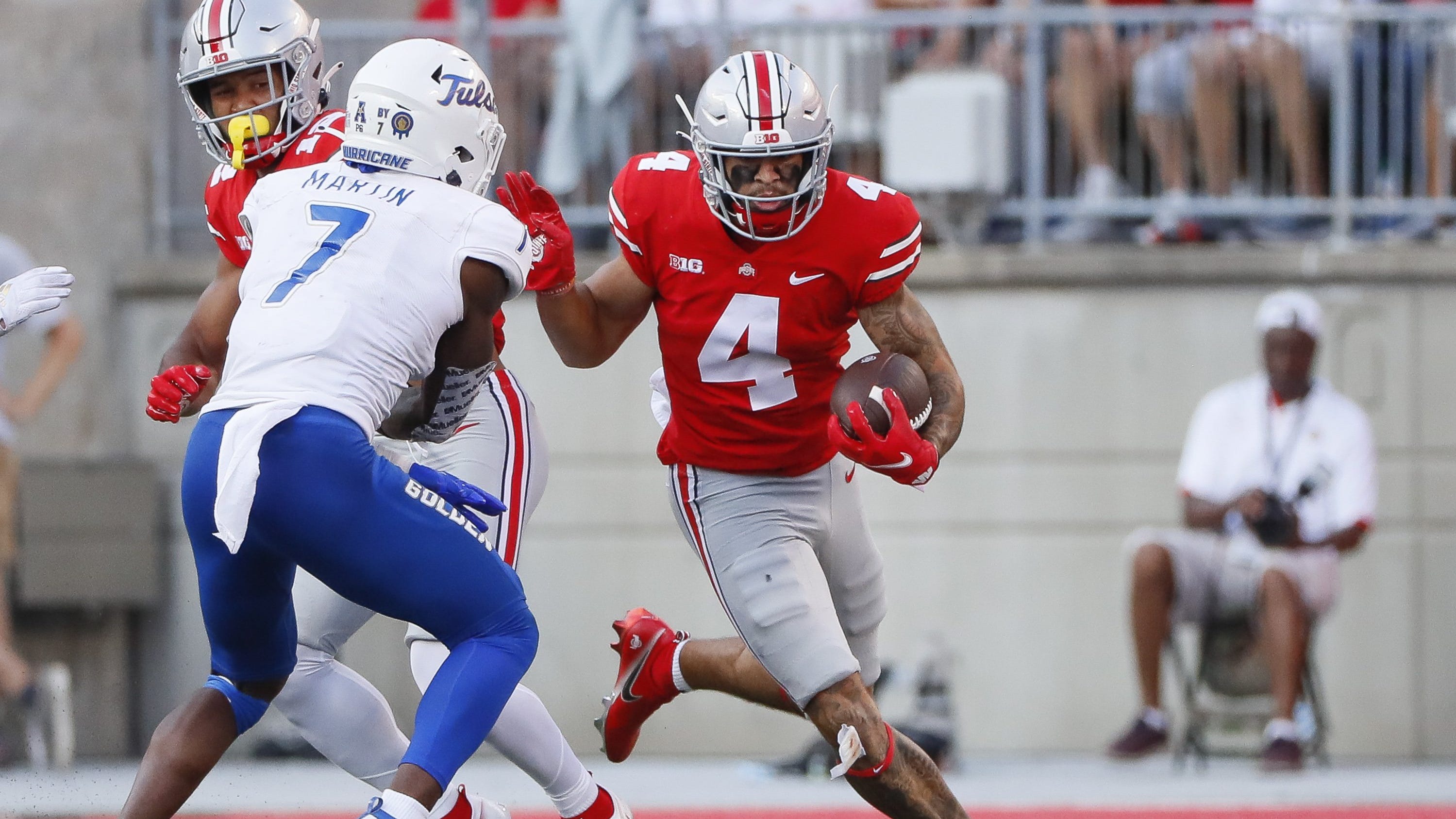  Ohio State football receiver Julian Fleming shakes off shoulder injury scare in scrimmage 