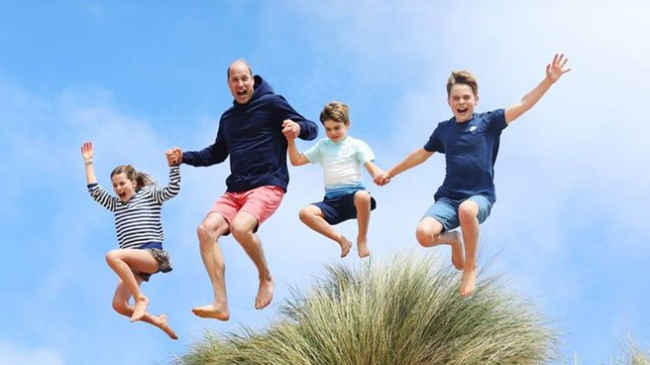  Kate Middleton wishes Prince William a 'happy birthday,' shares fun family portrait of kids jumping for joy 