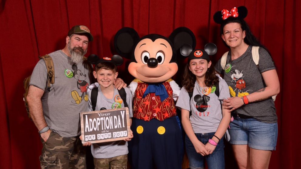  Mickey Mouse tells kids their adoption date, happy tears ensue 