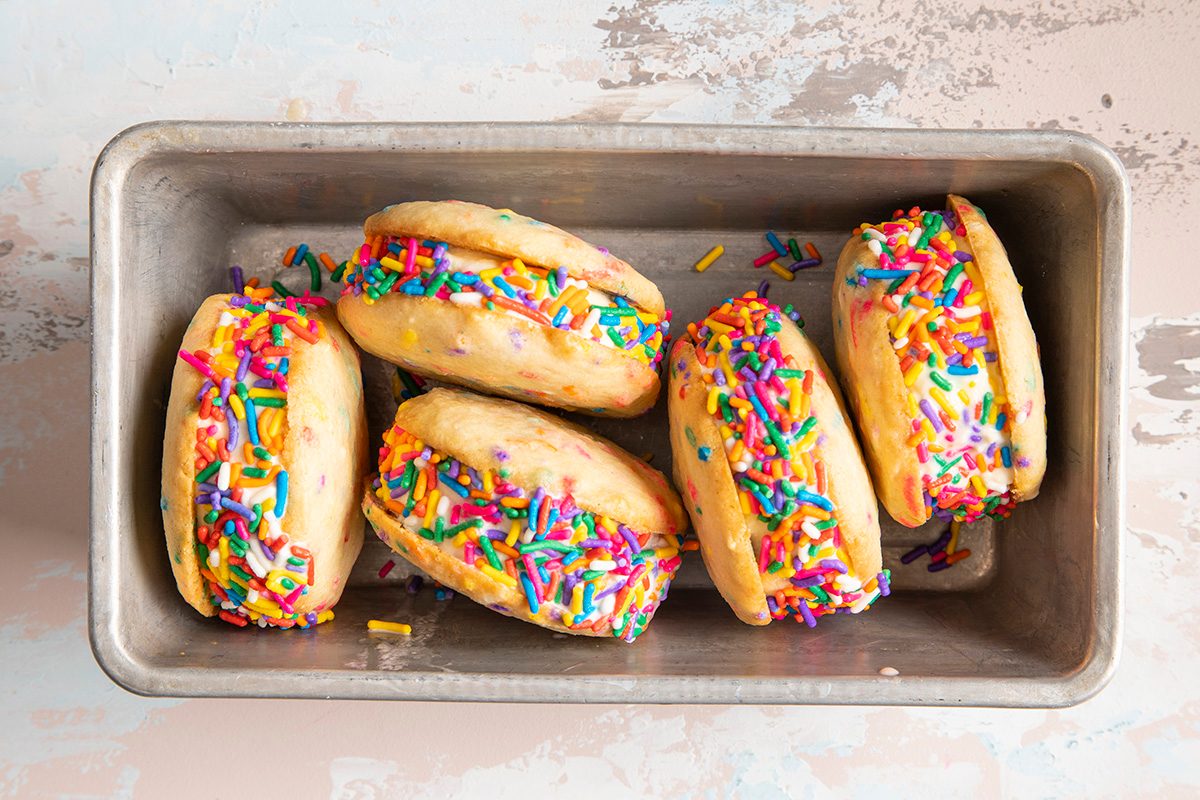  How to Make a Sprinkle-Covered Birthday Cake Ice Cream Sandwich 