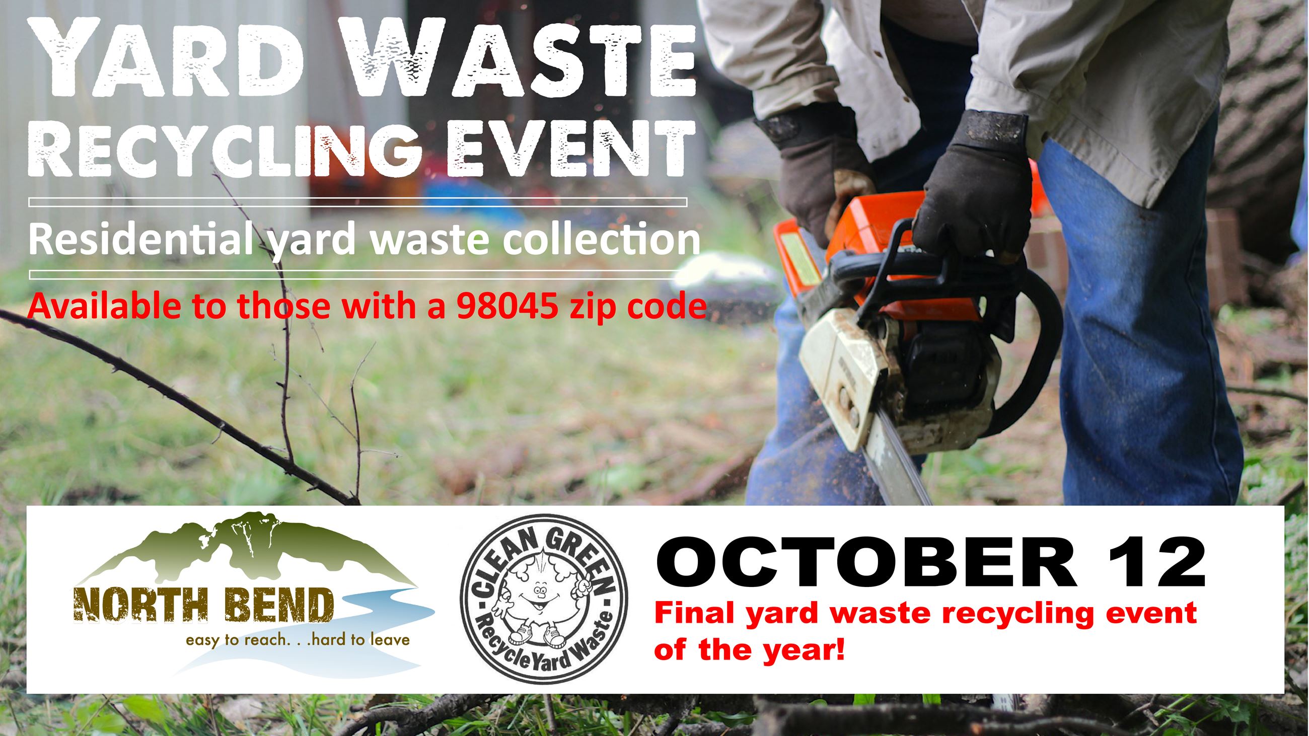  City of North Bend hosts its final Yard Waste Recycling Event of the year on October 12 