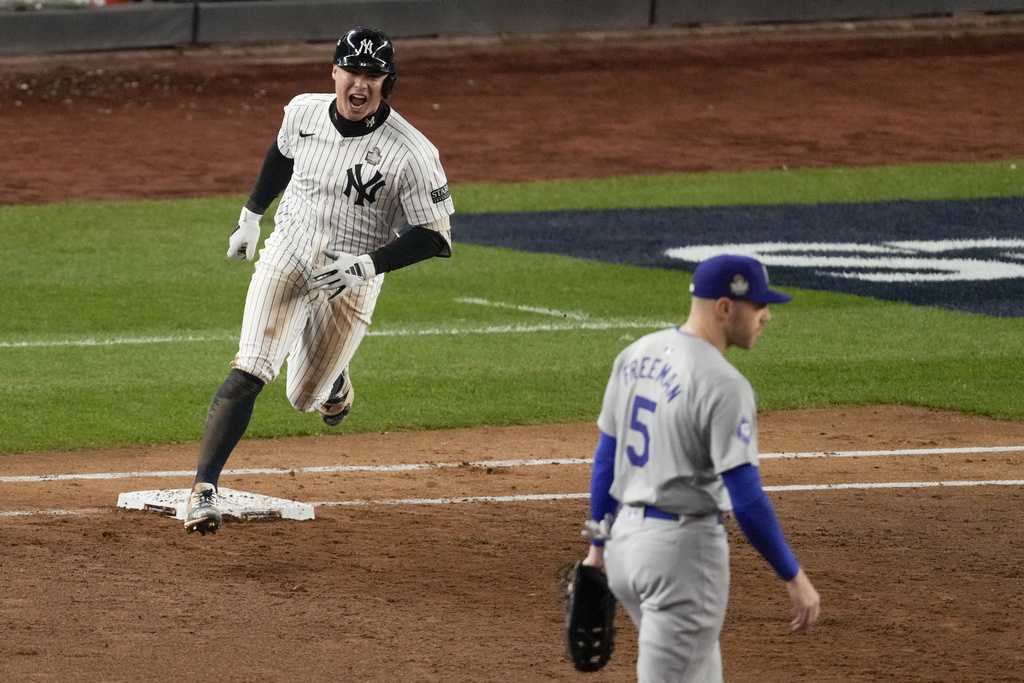  Volpe slam sparks comeback after Freeman homer, Yanks beat Dodgers 11-4 to force World Series Game 5 