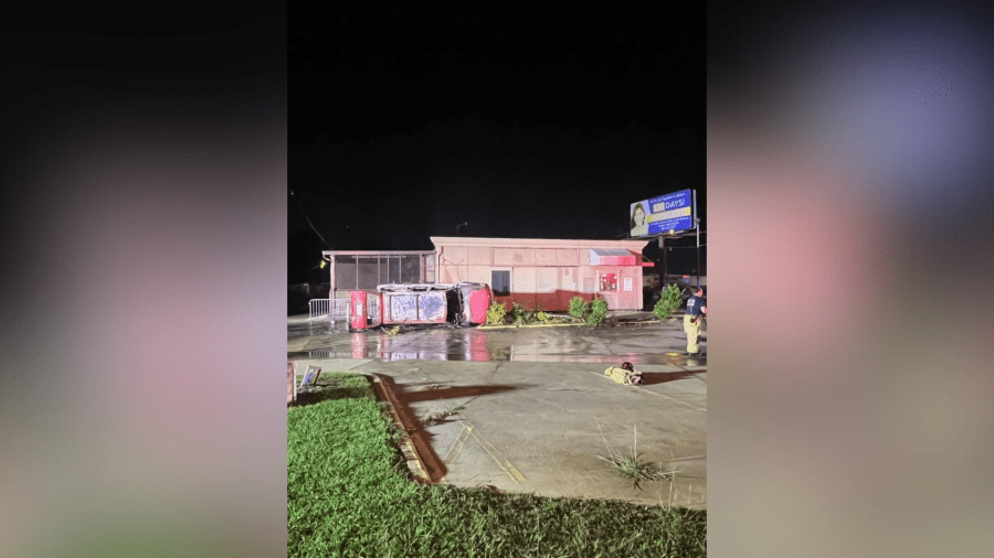  Car flips several times, catches fire in Houma parking lot 