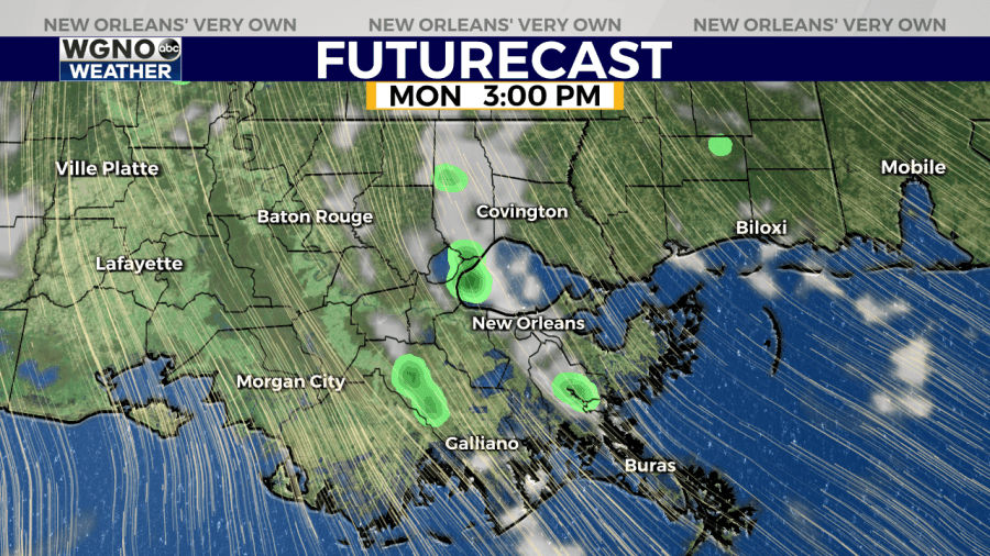  Isolated showers, near-record warmth in NOLA next few days 