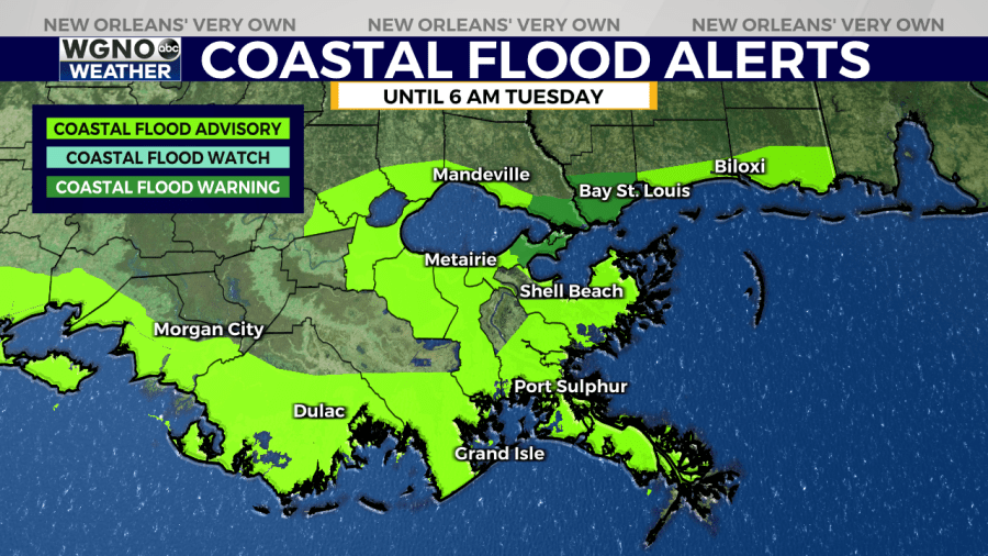  Coastal flooding, warm temperatures continue across the northern Gulf Coast 