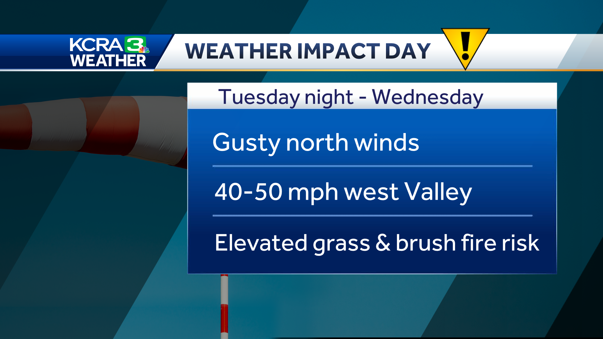  Weather Impact Day: Strong Valley winds starting Tuesday night 