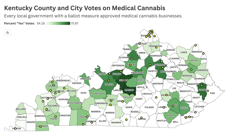  Kentucky voters overwhelmingly approve of allowing medical cannabis businesses 