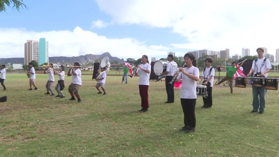  Maui and Kaimuki Bands exchange prior to Bandfest 