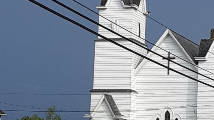   
																First Lutheran Church in Beach City struck by lightning, steeple damaged 
															 