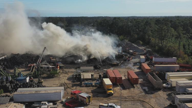  JFRD on scene of fire burning at recycling center on Jacksonville's Northside 