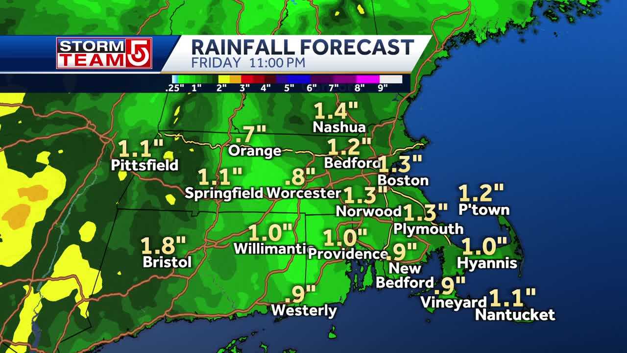  Waves of rain throughout day in parts of Mass. 