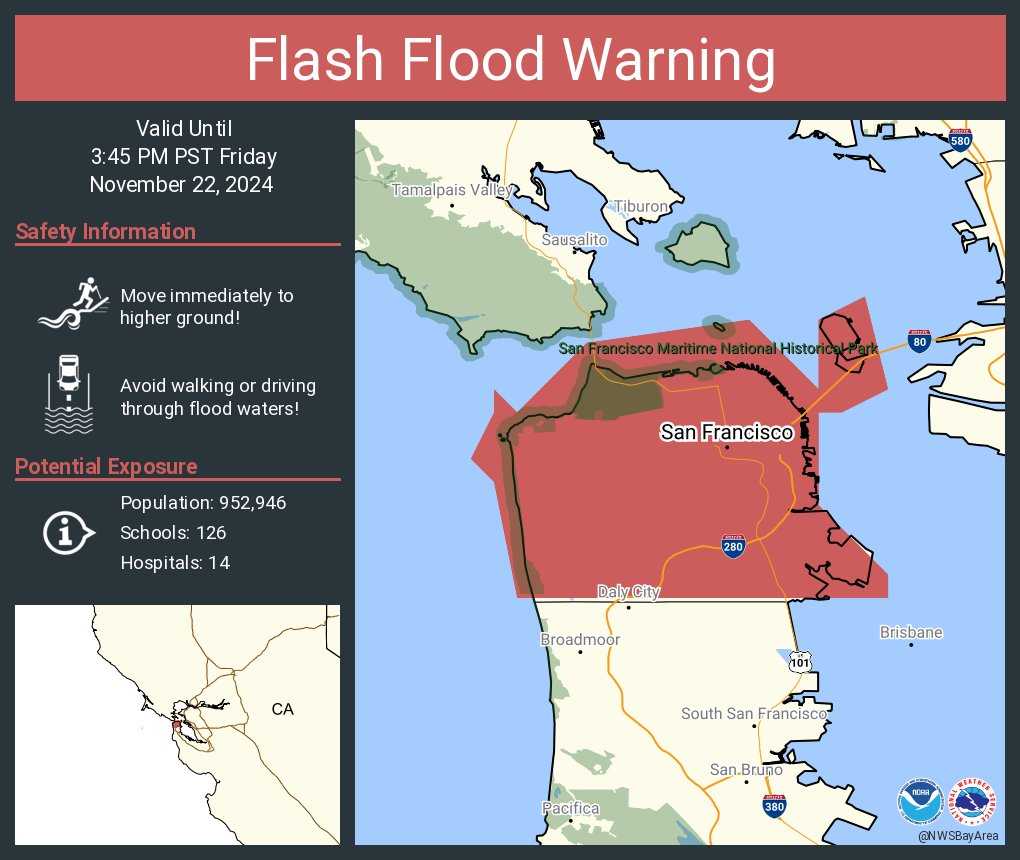  Entire city of San Francisco under flash flood warning 