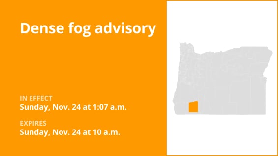  Dense fog advisory issued for Jackson County until Sunday morning 