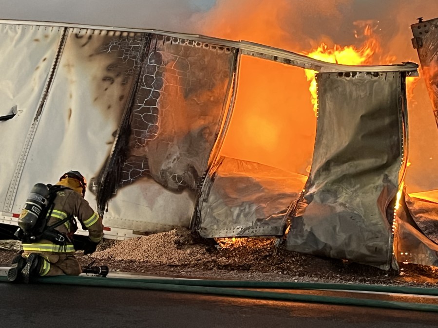  Truck carrying 44,000 pounds of dried chickpeas catches fire in Death Valley National Park 