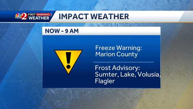  Impact Weather: Frigid air prompts freeze, frost warnings across Central Florida 