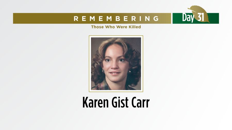   
																168 Days to remember those lost in the OKC bombing: Karen Gist Carr 
															 