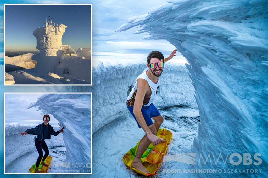  Meteorologists surf rare ‘ice wave’ atop Mount Washington 