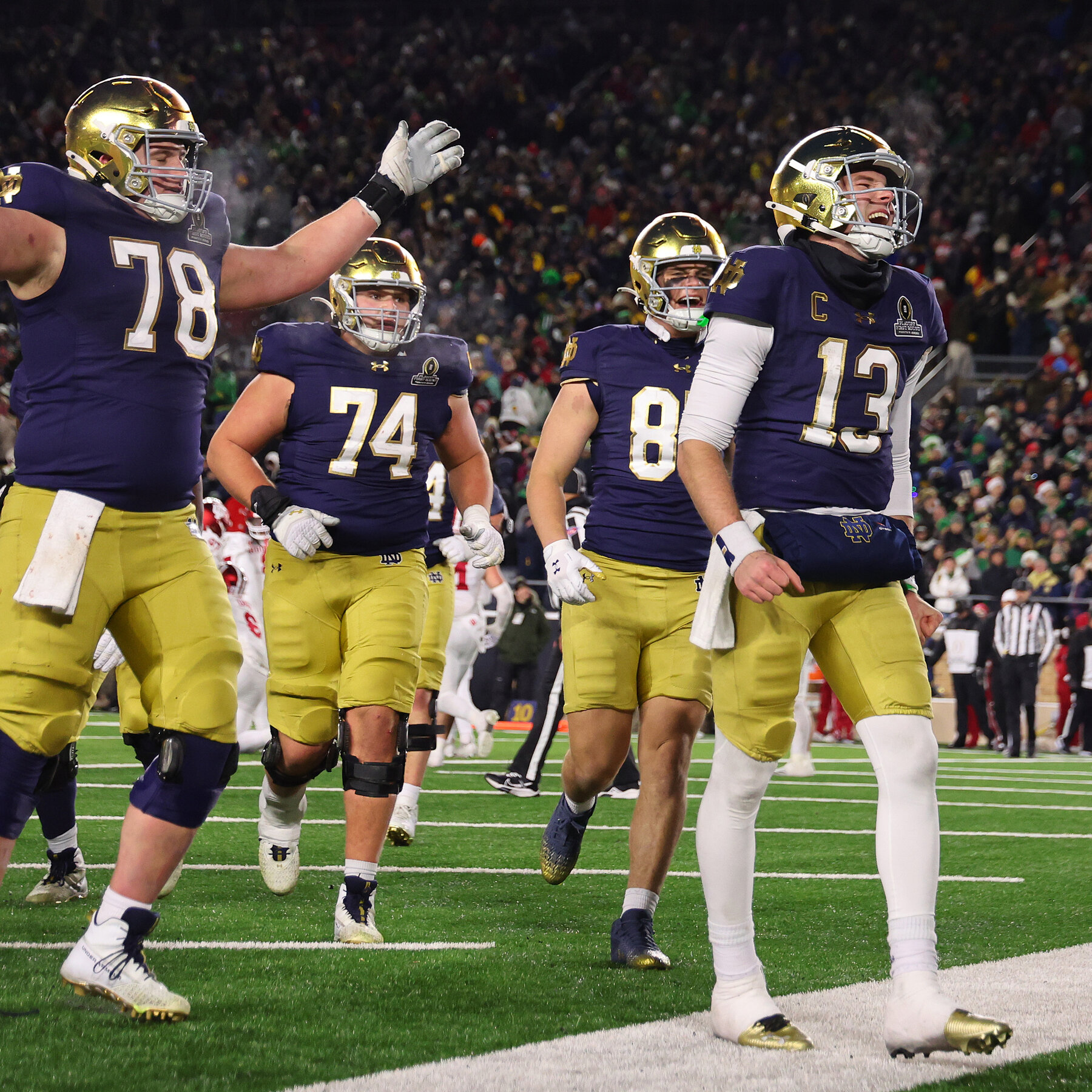   
																Notre Dame Defeats Indiana in the College Football Playoff 
															 