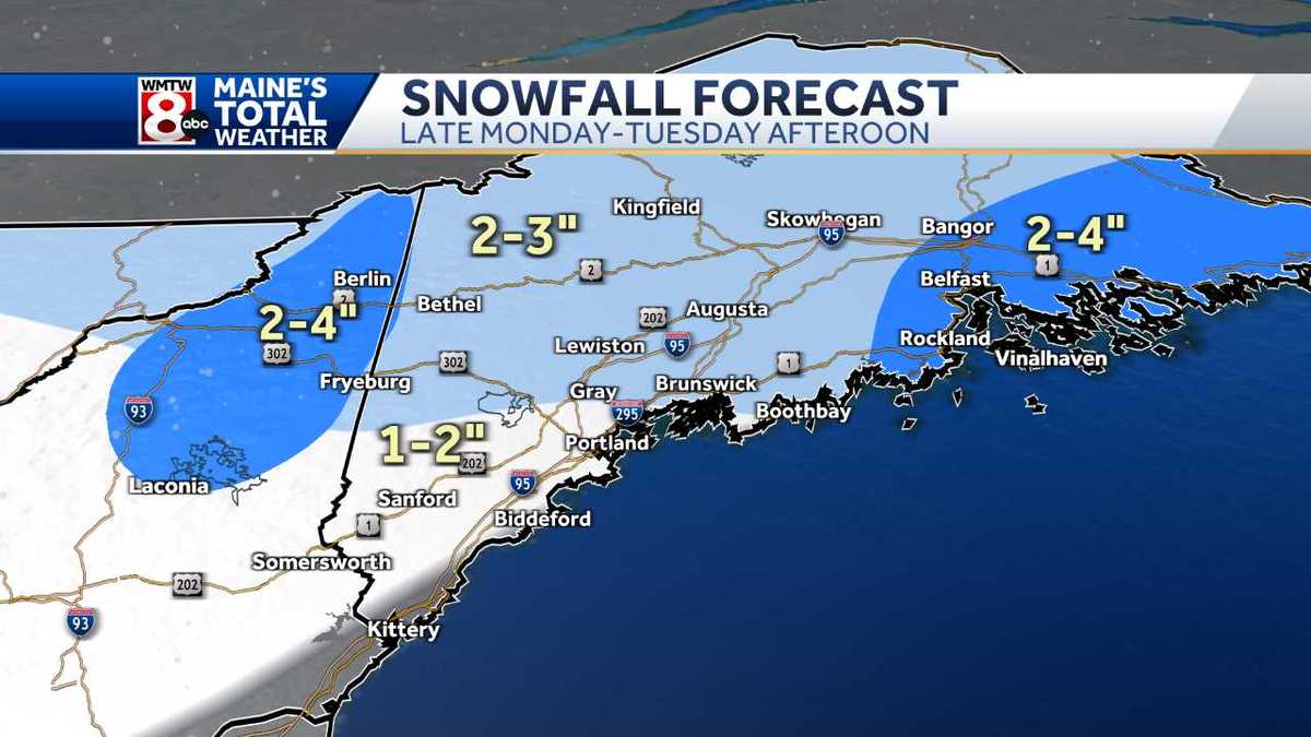  Maine coast could see a couple inches of snow Friday night 