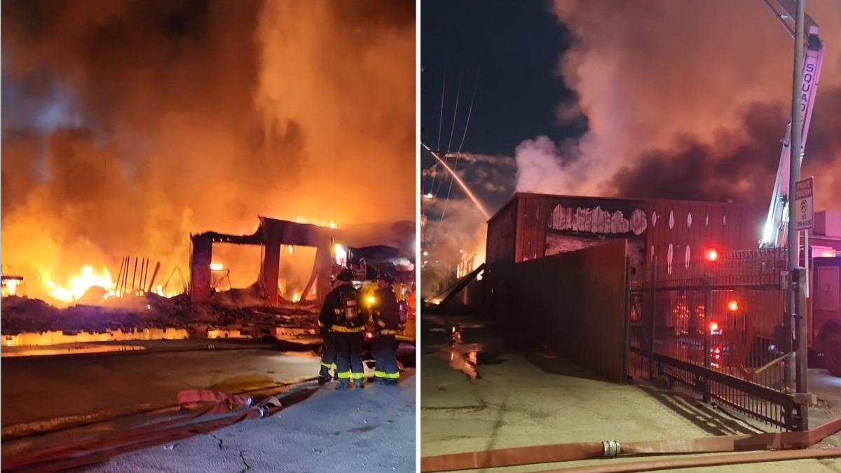  Large fire engulfs Brighton Park warehouse 