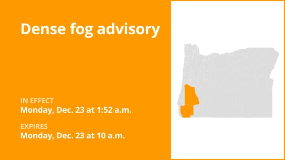  Dense fog advisory affecting Central Douglas County and Eastern Curry County and Josephine County until Monday morning 