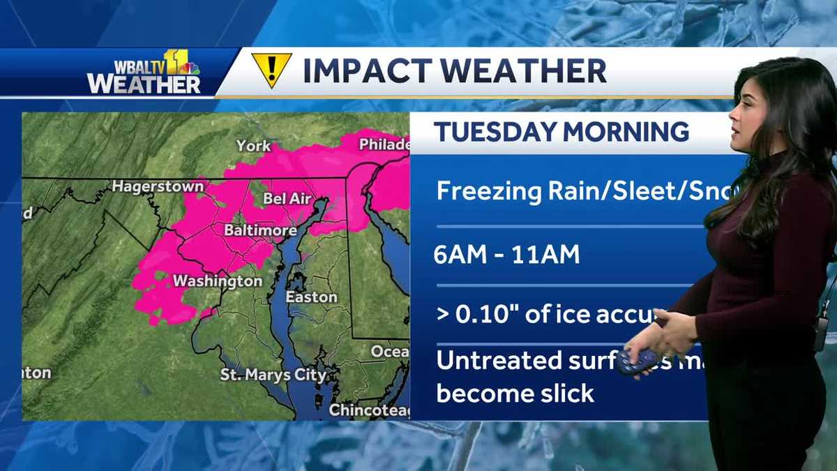  Icy conditions for Impact Weather Tuesday in Maryland 