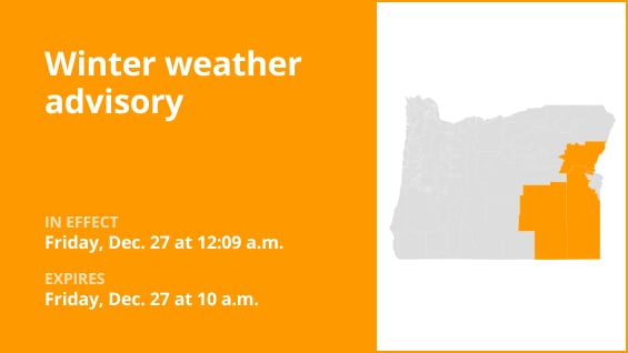  Winter weather advisory affecting Oregon until Friday morning 