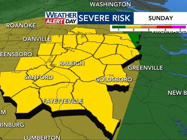  Off-and-on showers build to WRAL Weather Alert Day on Sunday 