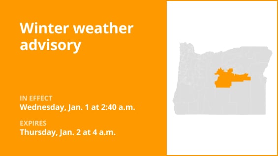  Ochoco-John Day Highlands under a winter weather advisory until early Thursday morning – up to 5 inches of snow 