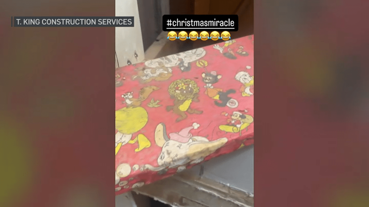  Lombard man renovating parents' bathroom finds wrapped gift from 1978 hidden in wall 