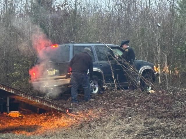  Car slides off icy road, crashes on Wesleyan Road near Roxboro Monday morning 