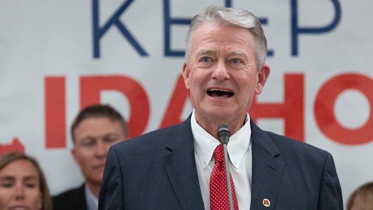  Idaho Governor Brad Little delivering keynote speech in Coeur d'Alene in February 