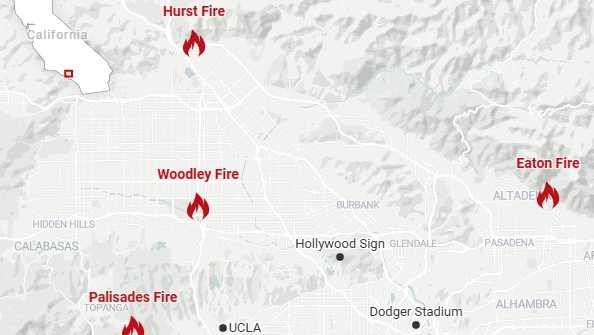  California wildfire map: Here's where the LA County wildfires are burning 