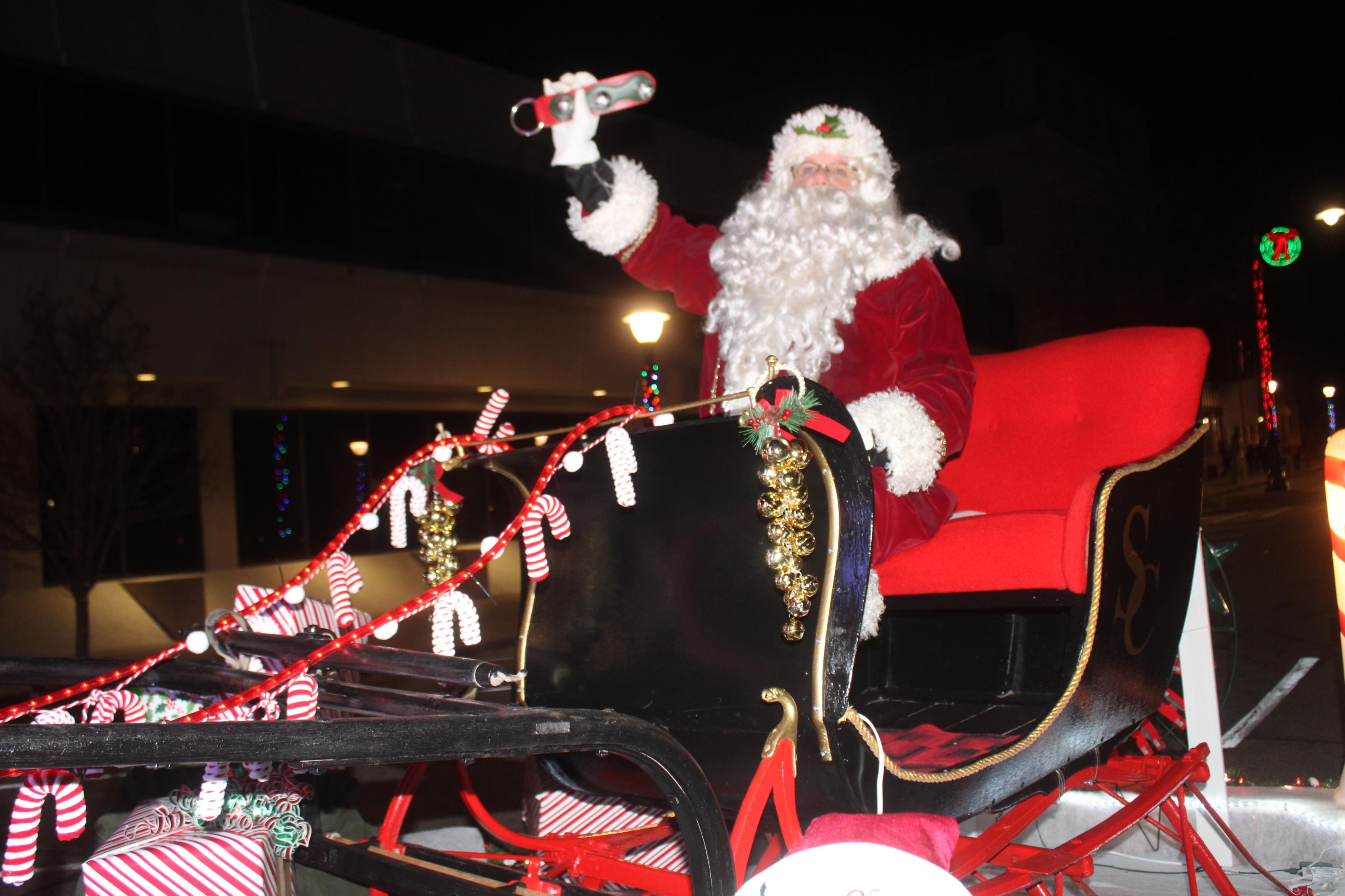   
																Santa Ditches Fire Truck for Sleigh in Parade 
															 
