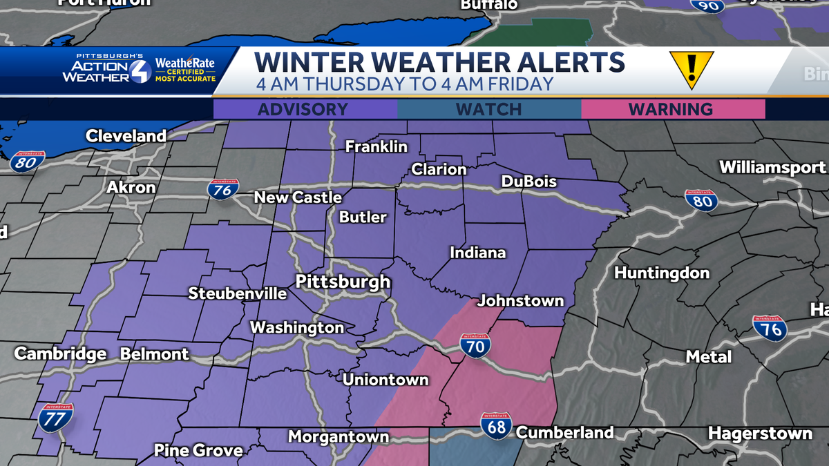  Western Pennsylvania under Winter Weather Advisories, Winter Storm Warning  