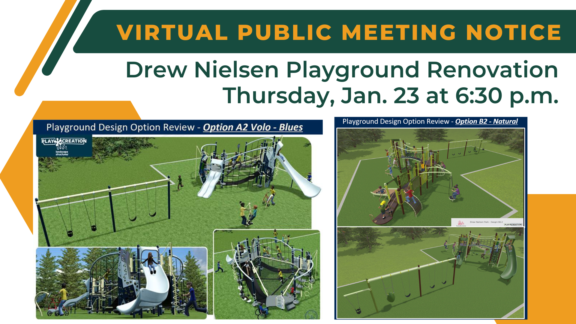  Drew Nielsen Neighborhood Park playground replacement project virtual meeting 