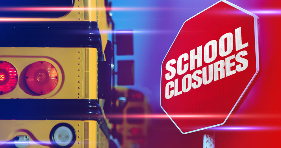   
																School closures and delays for Monday, Jan. 20 
															 