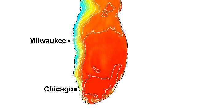 Water Temperature Drops 20 Degrees in 24 Hours Along Western Shore of Lake Michigan 