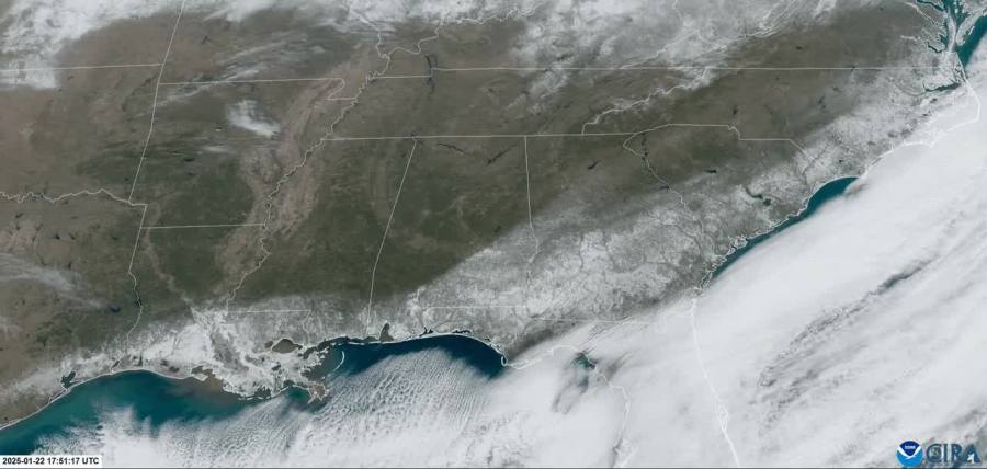  NOAA satellite shows snow covering Florida, southern states 