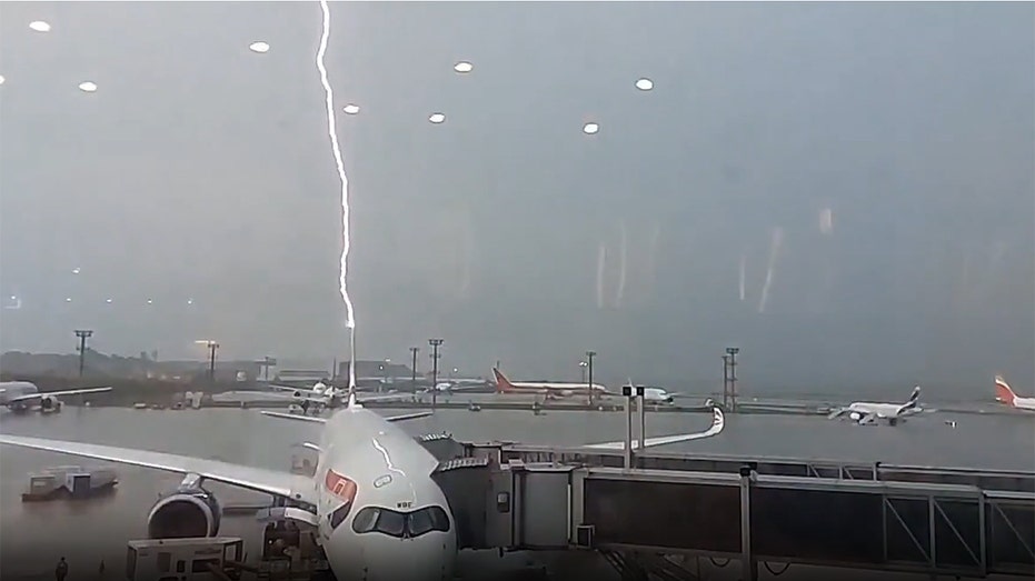  Striking video shows moment British Airways plane is hit by lightning 