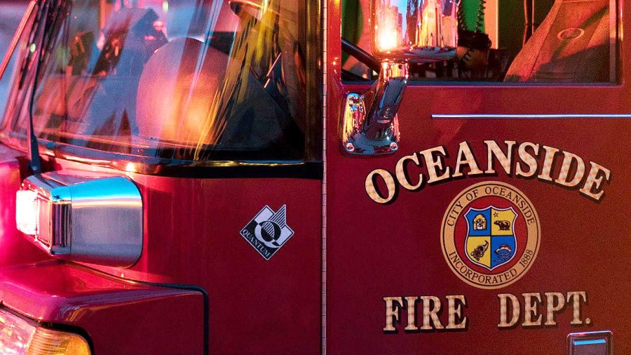  Firefighters battle a blaze at Oceanside tire shop 